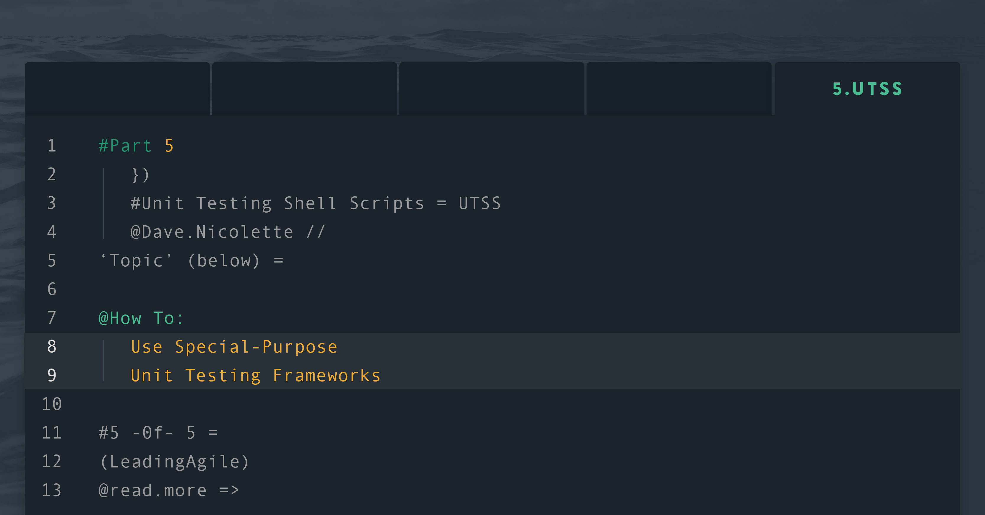 Unit Testing Shell Scripts:<br>Part  Five